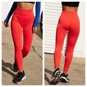 NEW Free People High-Rise 7/8 Length Good Karma Seamless Leggings Cayenne Red